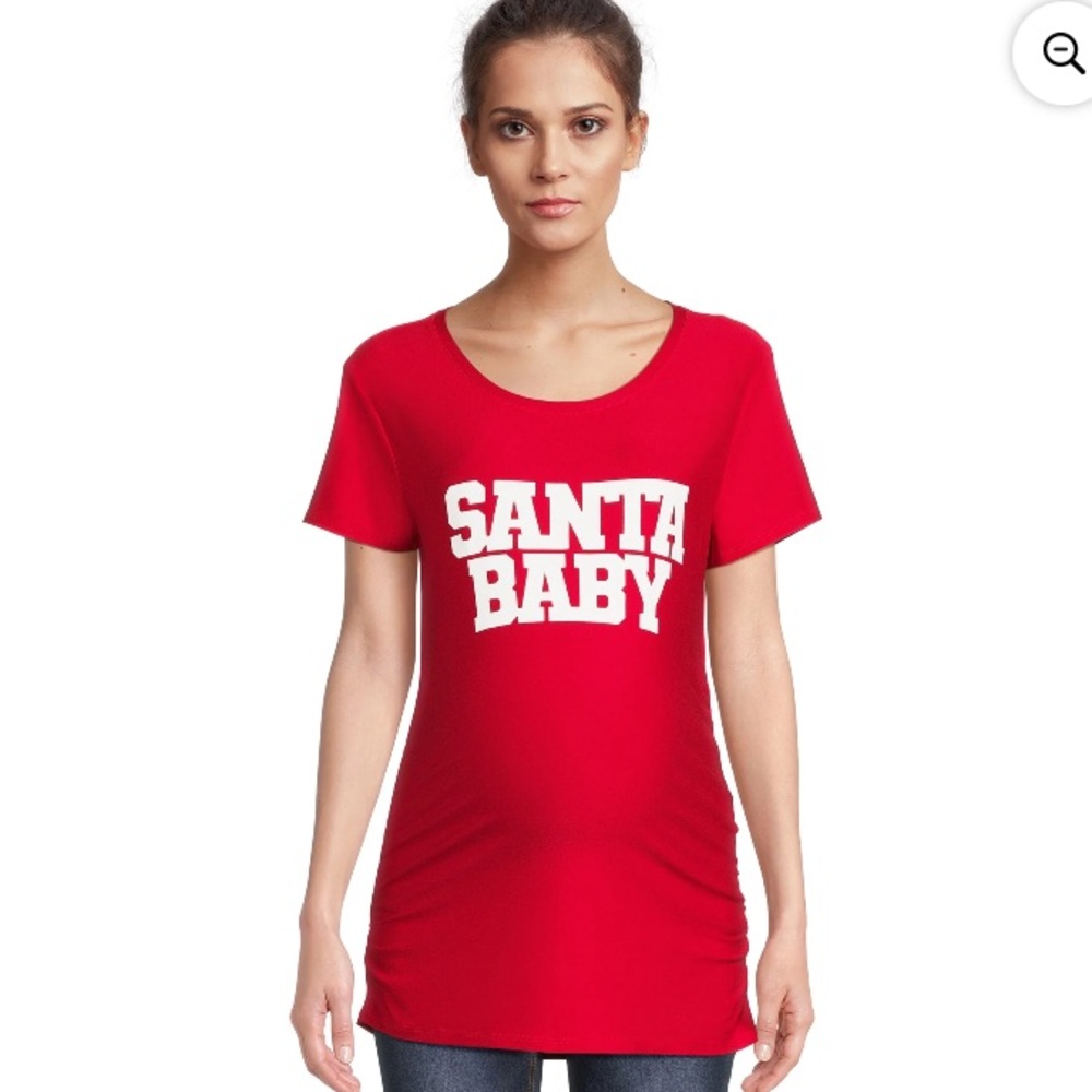 💜Time and Tru Maternity Short Sleeve Graphic T-Shirt “SANTA BABY”Size:Small(4-6)